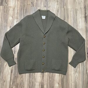 Wallache All Wool Men’s 46 XL Brown Knit Collar Cardigan Shawl Grandpa SEE PICS